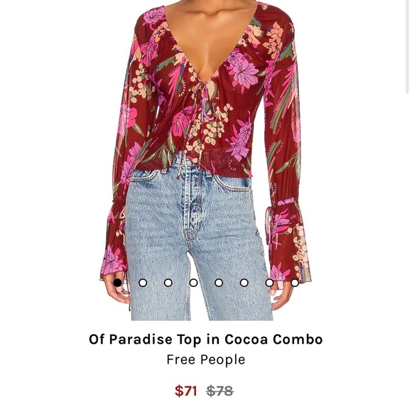 NWT Free People Of Paradise Floral Bell Sleeve Blouse - Picture 3 of 3